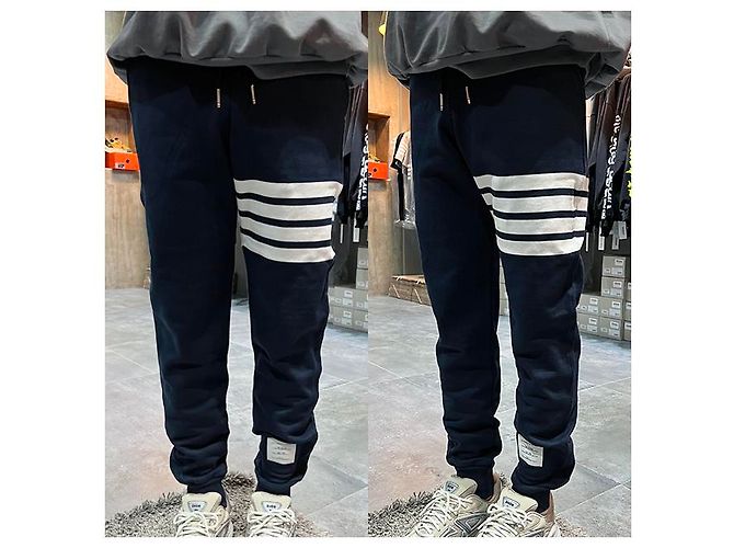 Thom Browne Classic diagonal armband training pants navy Blue - view 11