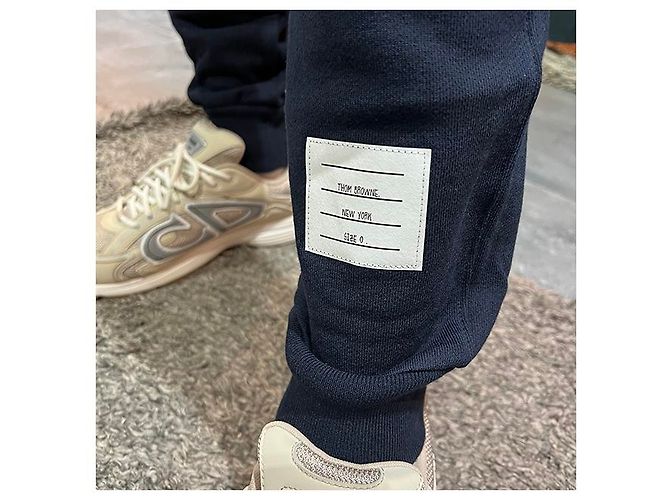 Thom Browne Classic diagonal armband training pants navy Blue - view 14