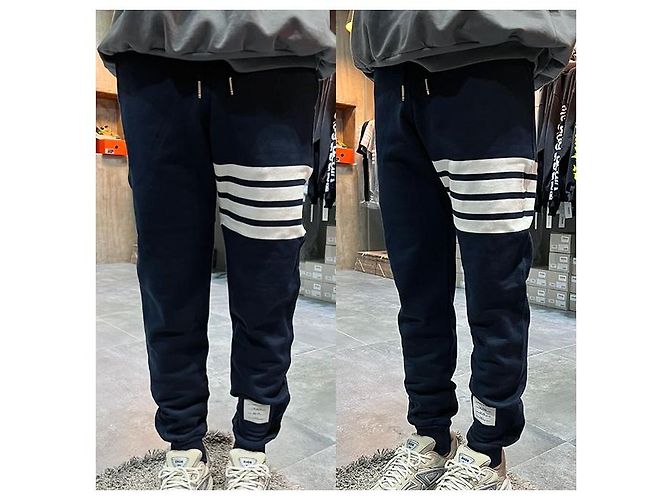 Thom Browne Classic diagonal armband training pants navy Blue - view 2