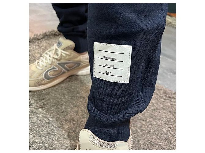 Thom Browne Classic diagonal armband training pants navy Blue - view 5
