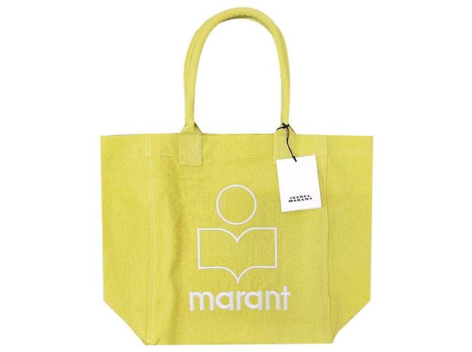 Isabel Marant Borsa shopper ricamata con logo YENKY Giallo sole - vista 11