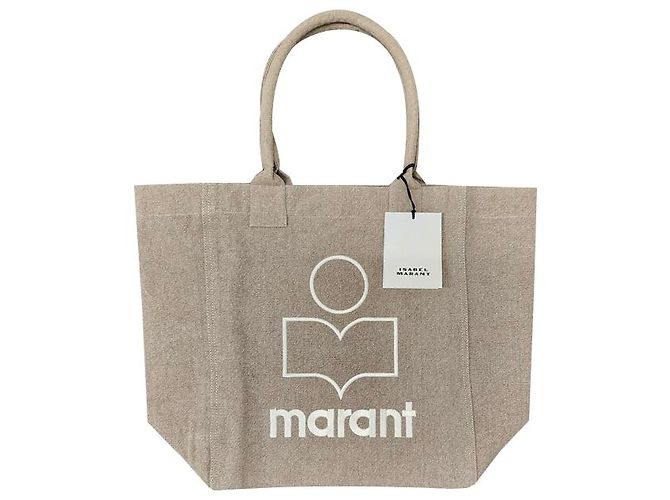 Isabel Marant Borsa shopper beige con logo YENKY ricamato Marrone - vista 11