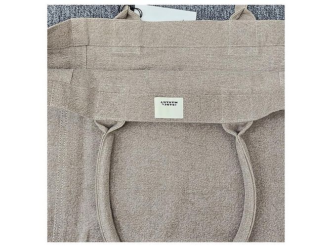 Isabel Marant Borsa shopper beige con logo YENKY ricamato Marrone - vista 16