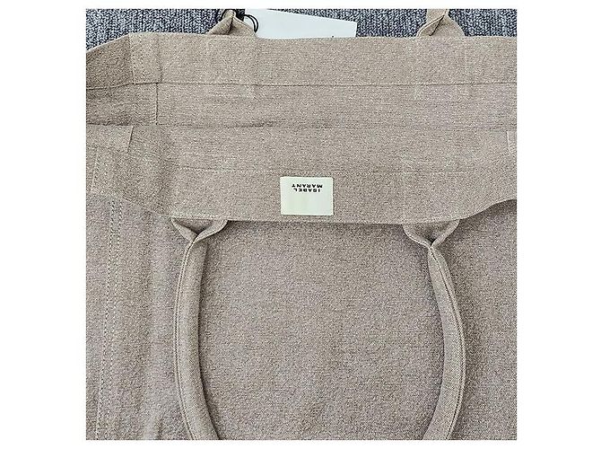 Isabel Marant Borsa shopper beige con logo YENKY ricamato Marrone - vista 6