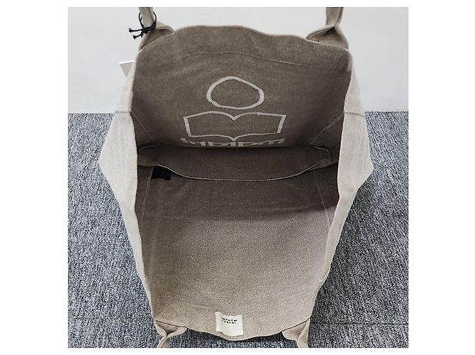 Isabel Marant Borsa shopper beige con logo YENKY ricamato Marrone - vista 7