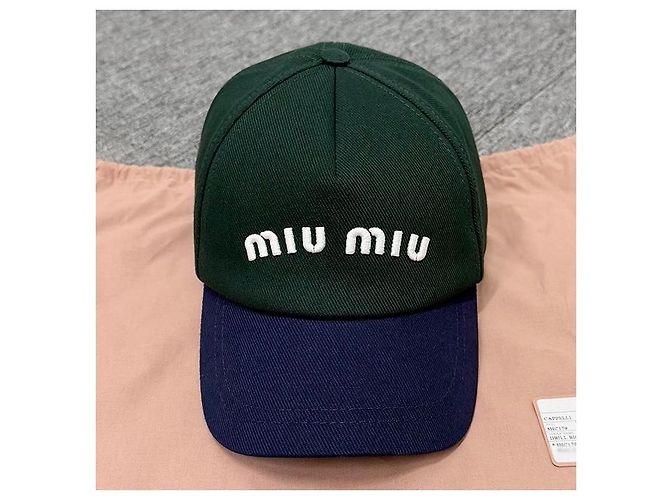 Miu Miu Baseballkappe Drill mit gesticktem Logo in Abatte Royal Green Grün - Ansicht 12