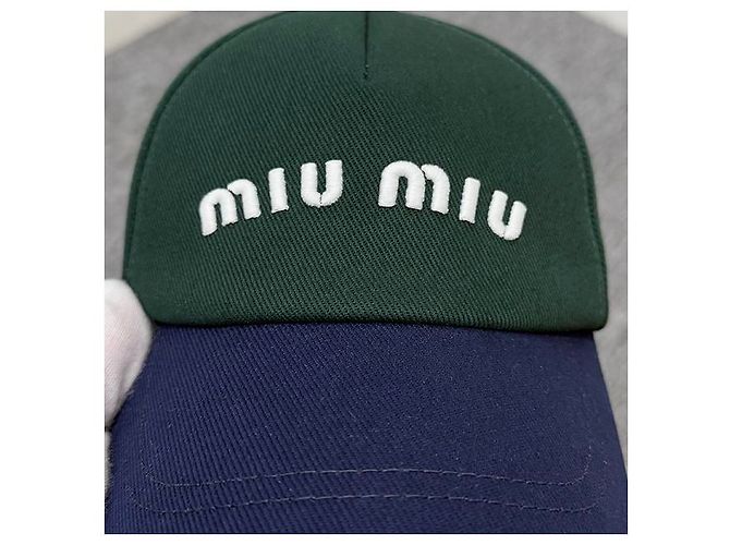 Miu Miu Baseballkappe Drill mit gesticktem Logo in Abatte Royal Green Grün - Ansicht 16