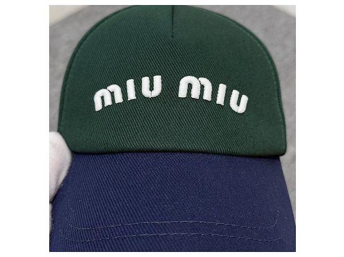 Miu Miu Baseballkappe Drill mit gesticktem Logo in Abatte Royal Green Grün - Ansicht 6