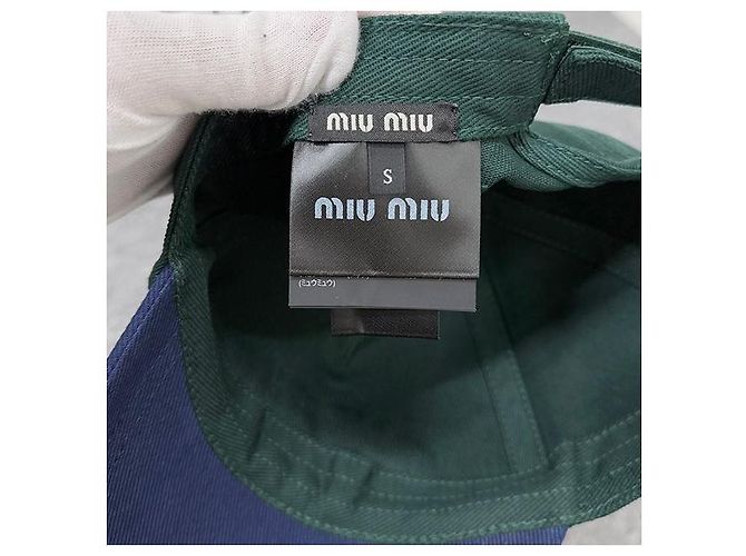 Miu Miu Baseballkappe Drill mit gesticktem Logo in Abatte Royal Green Grün - Ansicht 7