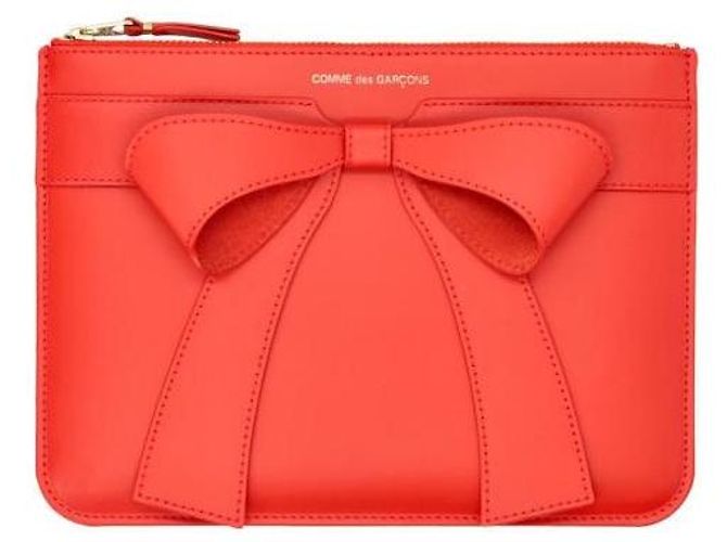 Comme Des Garcons Borsa in Pelle con Grande Fiocco Rosso - vista 4