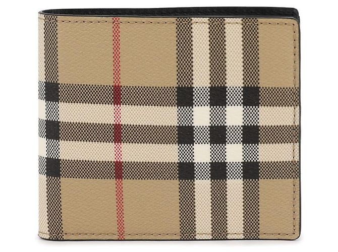 Burberry Check Pattern Bi-fold Wallet Brown - view 3