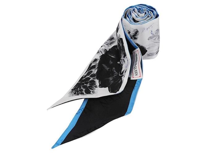 Alexander Mcqueen Sciarpa con stampa floreale Blu - vista 4