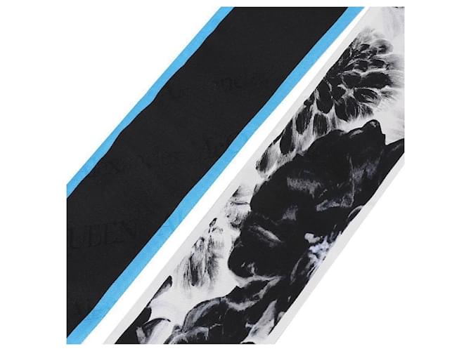 Alexander Mcqueen Sciarpa con stampa floreale Blu - vista 6