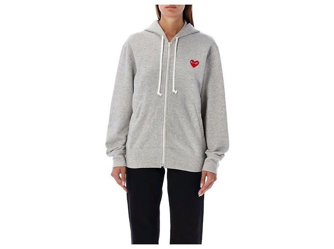Comme Des Garcons Zip-Hoodie mit rotem Herz-Patch AX Braun - Ansicht 4