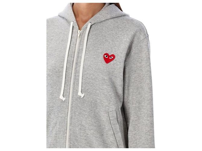 Comme Des Garcons Zip-Hoodie mit rotem Herz-Patch AX Braun - Ansicht 6