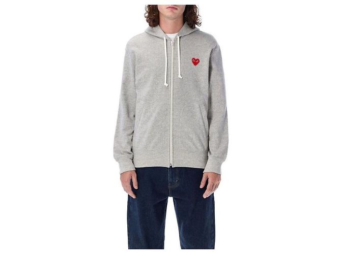 Comme Des Garcons Zip-Hoodie mit rotem Herz-Patch AX Braun - Ansicht 7