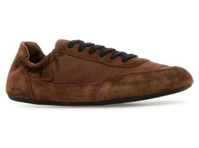 Prada Kollapsbare Re-Nylon- und Wildledersneaker Braun - Ansicht 5