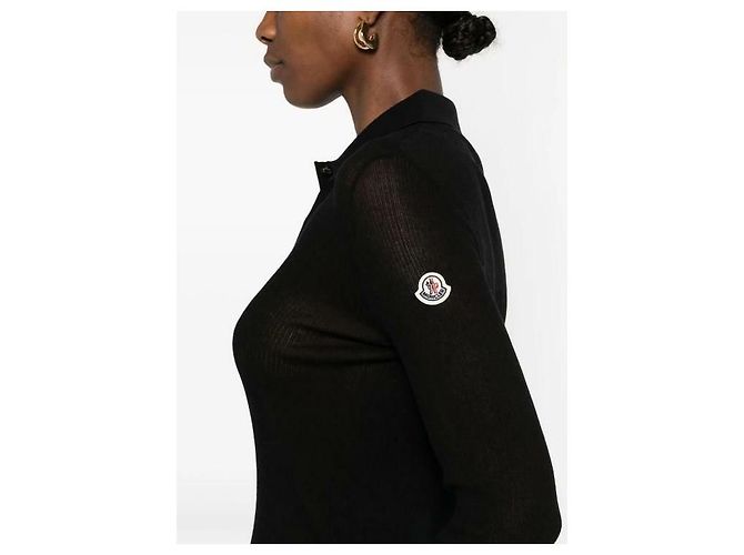Moncler Polo de mezcla de algodón con parche de logo Negro - vista 8