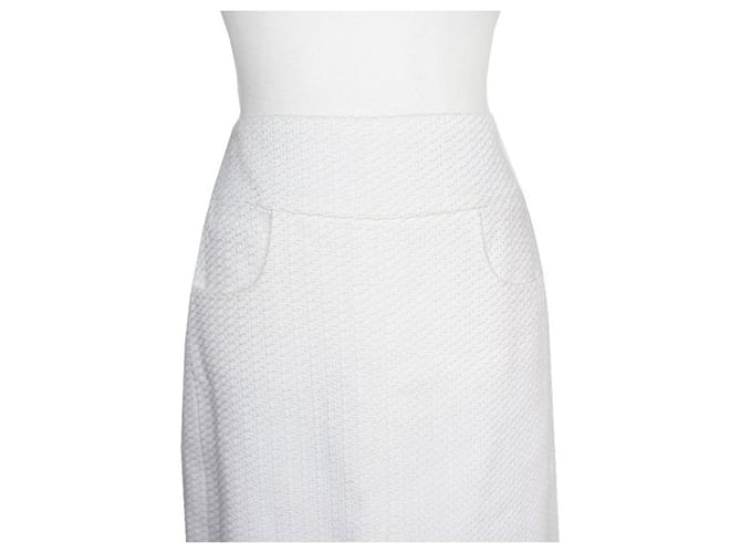 Chanel Falda de tweed blanco CC - vista 4