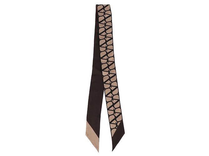 Valentino Foulard in seta Twilly Econograph Marrone - vista 3