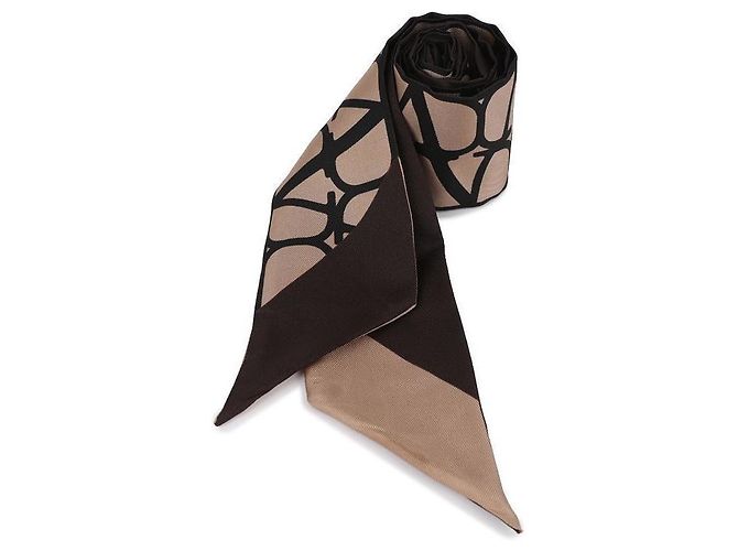 Valentino Foulard in seta Twilly Econograph Marrone - vista 4