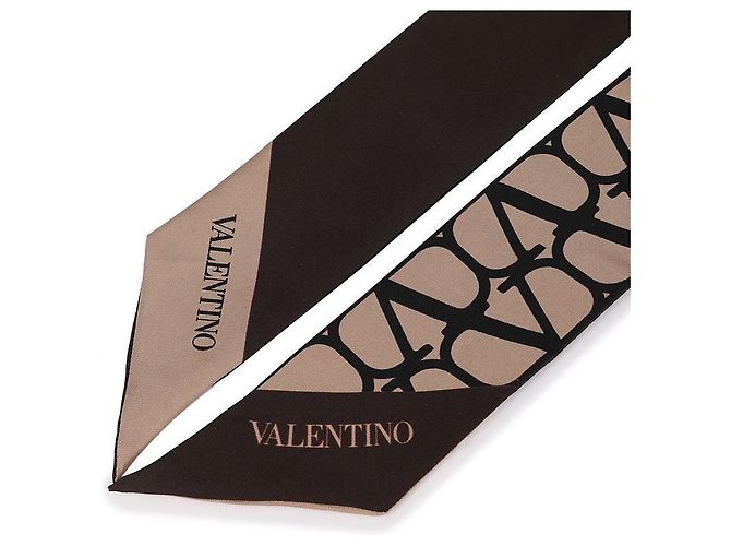 Valentino Foulard in seta Twilly Econograph Marrone - vista 6