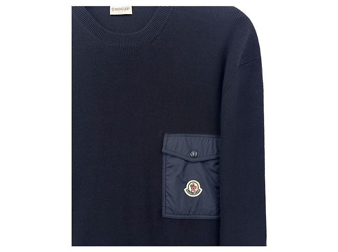 Moncler Logo Patch Pocket Knit Blue - view 3