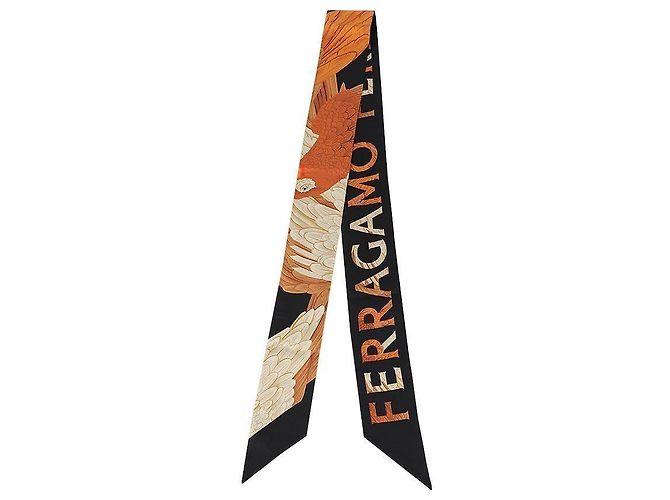 Salvatore Ferragamo Bufanda de seda con estampado de hurón Negro - vista 3