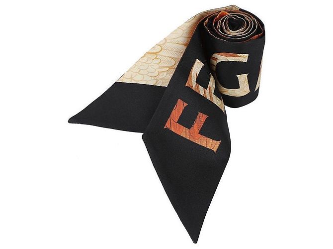 Salvatore Ferragamo Bufanda de seda con estampado de hurón Negro - vista 4