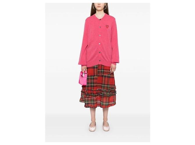 Comme Des Garcons Maglione a girocollo doppio bordeaux con emblema AX - vista 5