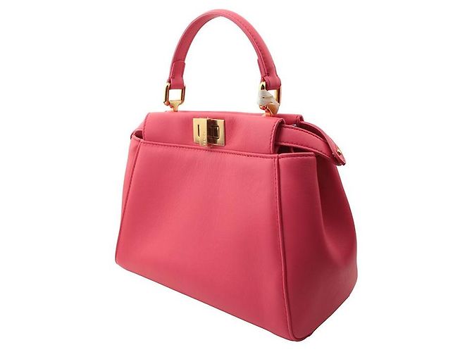 Fendi Borsa Tote e Crossbody Peekaboo Oro Rosa Corallo Piccola - vista 2