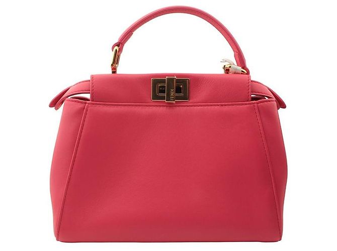 Fendi Borsa Tote e Crossbody Peekaboo Oro Rosa Corallo Piccola - vista 3