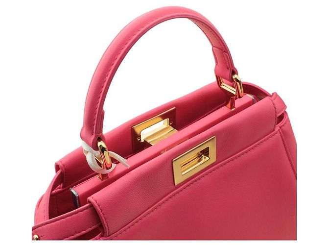 Fendi Borsa Tote e Crossbody Peekaboo Oro Rosa Corallo Piccola - vista 7