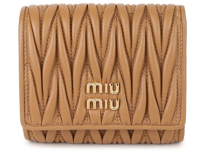 Miu Miu Pequeña cartera de cuero napa acolchado Castaño - vista 3