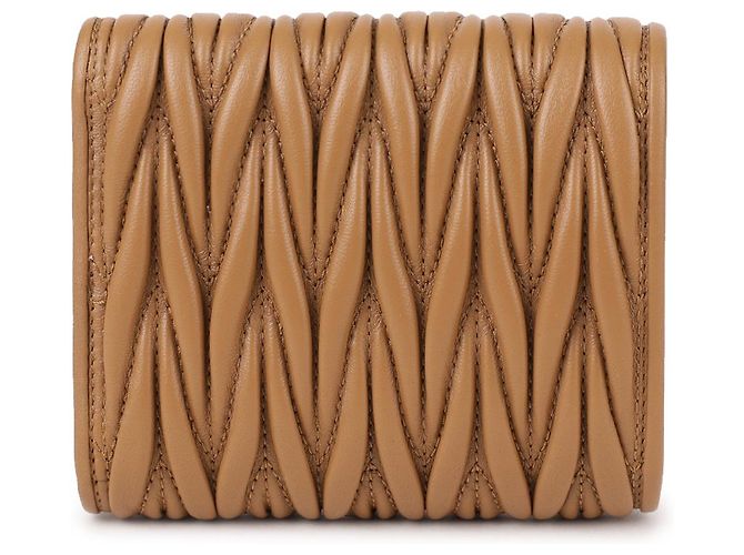 Miu Miu Pequeña cartera de cuero napa acolchado Castaño - vista 5