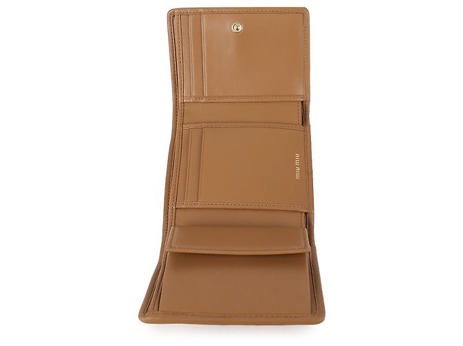 Miu Miu Pequeña cartera de cuero napa acolchado Castaño - vista 9