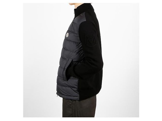 Cárdigan de algodón y plumas con cremallera Moncler Negro - vista 10