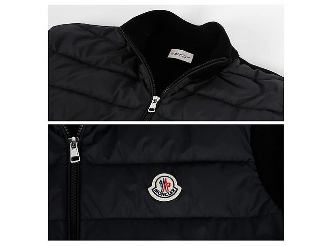 Cárdigan de algodón y plumas con cremallera Moncler Negro - vista 5