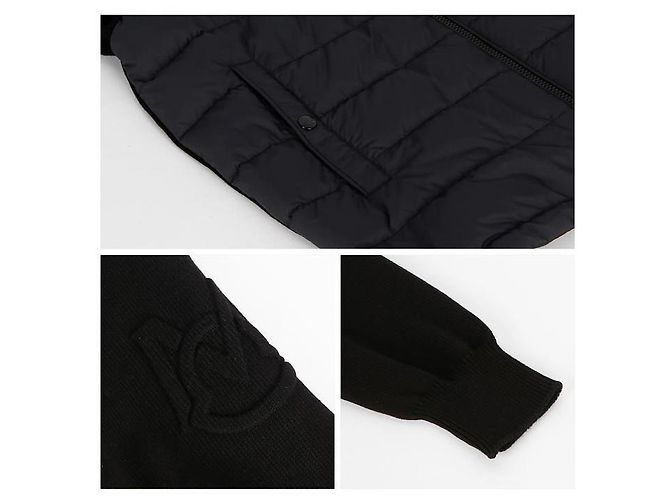 Cárdigan de algodón y plumas con cremallera Moncler Negro - vista 6