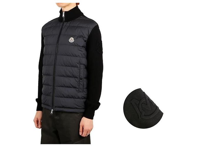 Cárdigan de algodón y plumas con cremallera Moncler Negro - vista 8