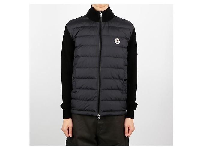 Cárdigan de algodón y plumas con cremallera Moncler Negro - vista 9