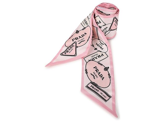 Prada Bufanda delgada de seda estampada en twill Rosa - vista 4