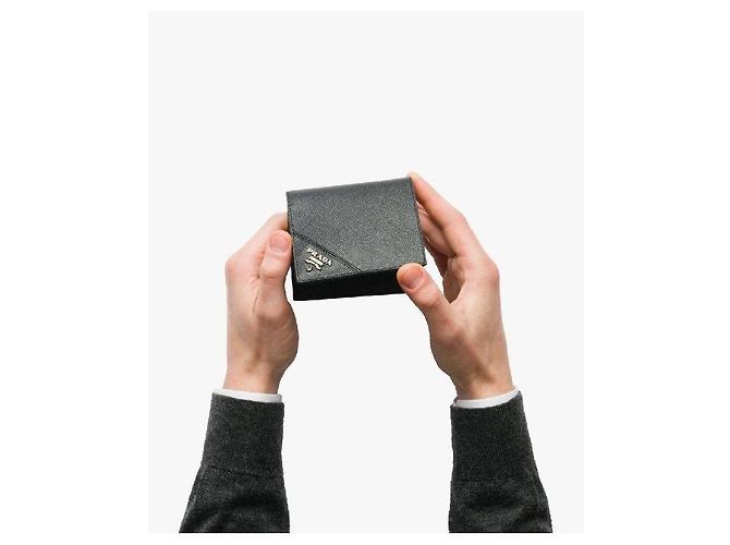 Prada Saffiano Metal Logo Wallet Black - view 9