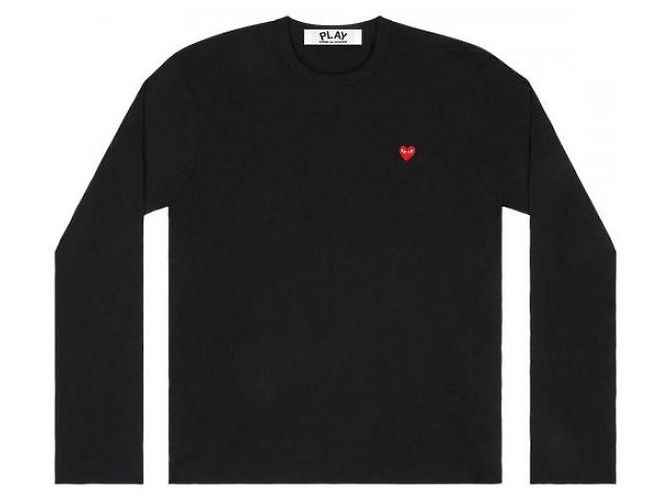 Comme Des Garcons Langarm-T-Shirt mit kleinem Herz-Patch AX Schwarz - Ansicht 4