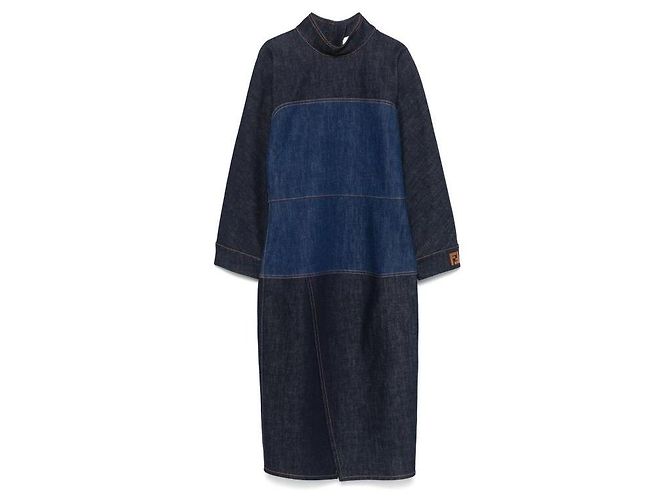 Fendi Vestido de mezclilla azul de dos tonos - vista 4