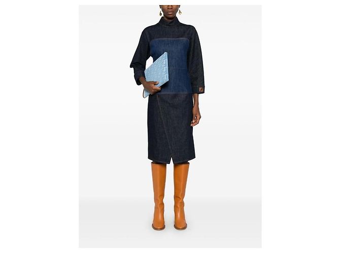 Fendi Vestido de mezclilla azul de dos tonos - vista 5