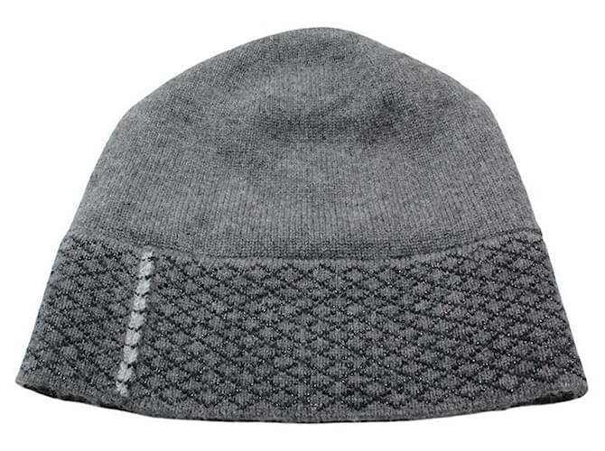 Chanel Grau Cashmere-Mix Mütze Braun - Ansicht 2