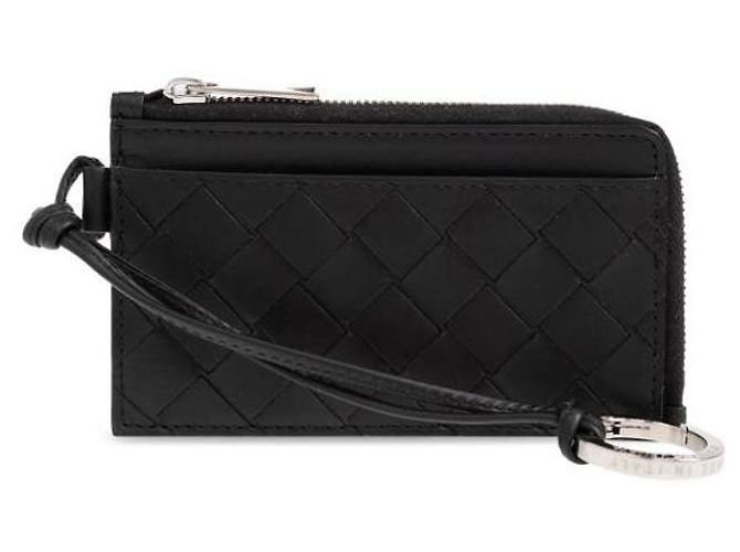 Bottega Veneta Portacarte con zip e tracolla Intrecciato Nero - vista 4