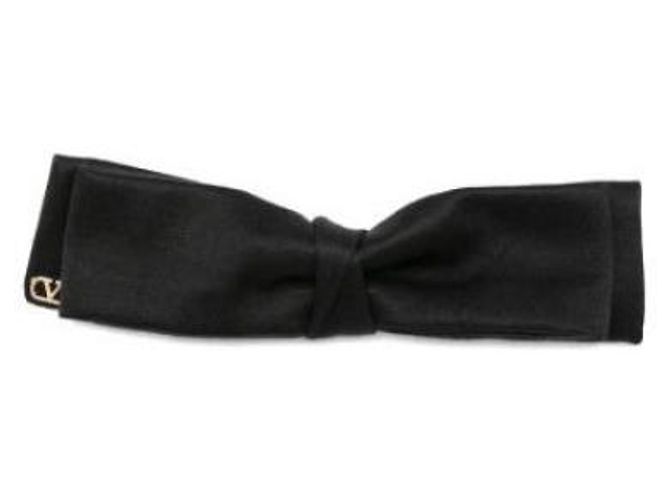 Valentino Fermaglio per capelli in raso con logo nero - vista 4