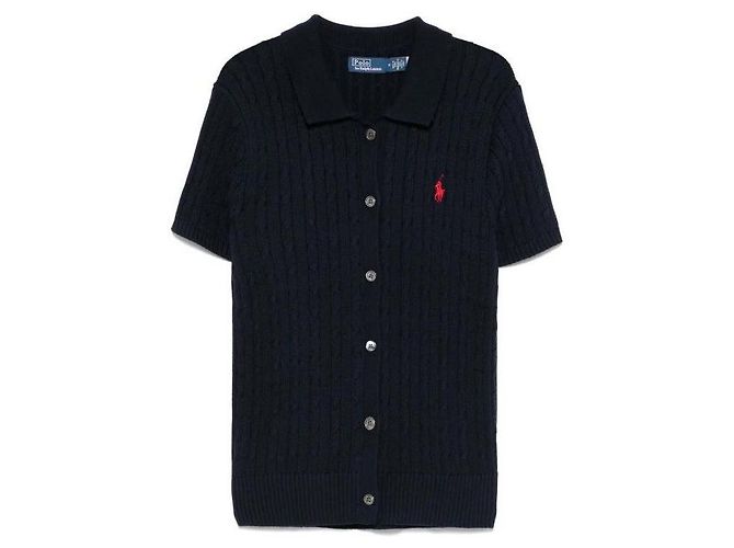 Ralph Lauren Kurzarmpullover aus Baumwolle mit Kabelstrick und Pony-Logo - Ansicht 4